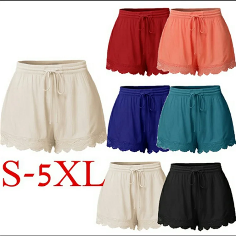 Свободные шорты Feminino женские шорты 6 цветов Spodenki Damskie летние бермуды Feminina Pantalones Cortos 5xl размера плюс кружевные белые