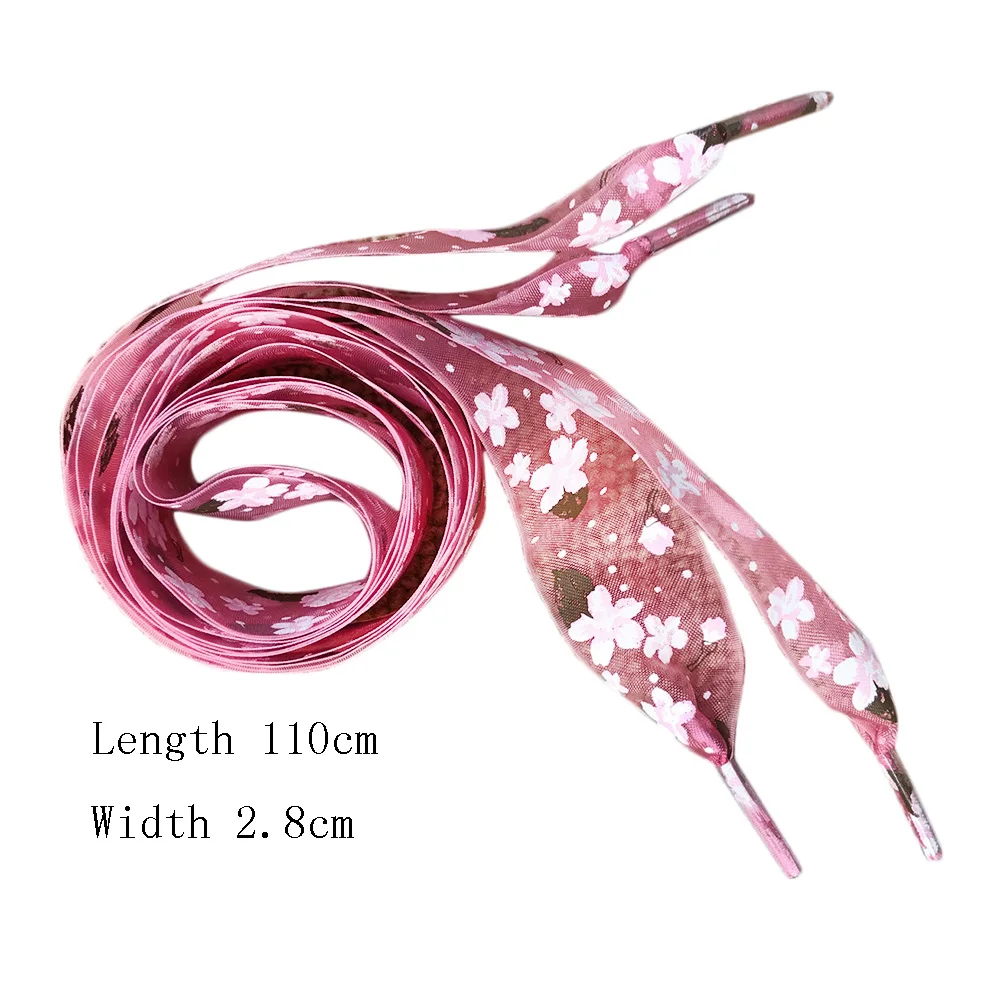 Shoe Laces Shoe Accessories 1Pair 110CM Snowflake Yarn Flat Satin Polyester Ribbon Shoelaces for Sneaker Party Sport Shoes