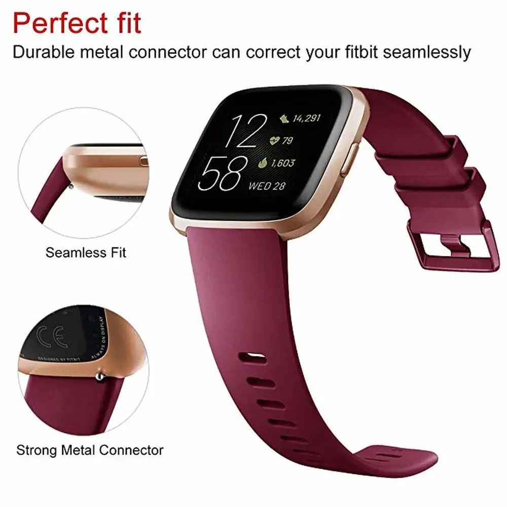 Soft Silicone Sport Bracelet for Fitbit Versa - Waterproof Wrist Strap