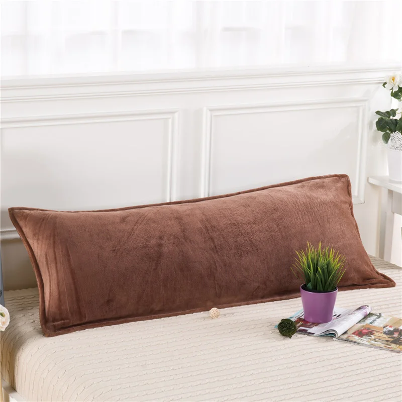 Flannel Solid Color Long Pillow Case Soft Breathable Double Lovers