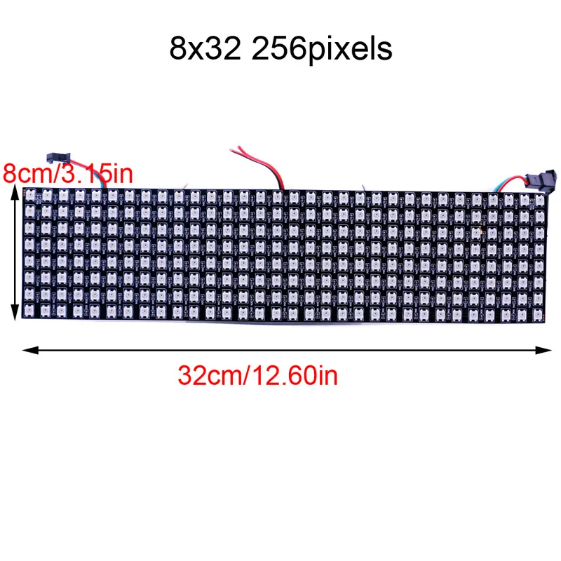 8X32CM 256LEDS Светодиодные пиксельные полосы света WS2812 модуль панели экранные лампы Гибкие DIY дисплей доска DC 5V чип цифровой индивидуальный адресуемый - Цвет: 8X32CM 256LEDS