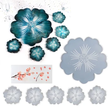 

Large Flower Shape Resin Coaster Molds DIY Silicone Tray for Fruit Cup Geode Agate Platter Epoxy Resin Molds Art Crafts