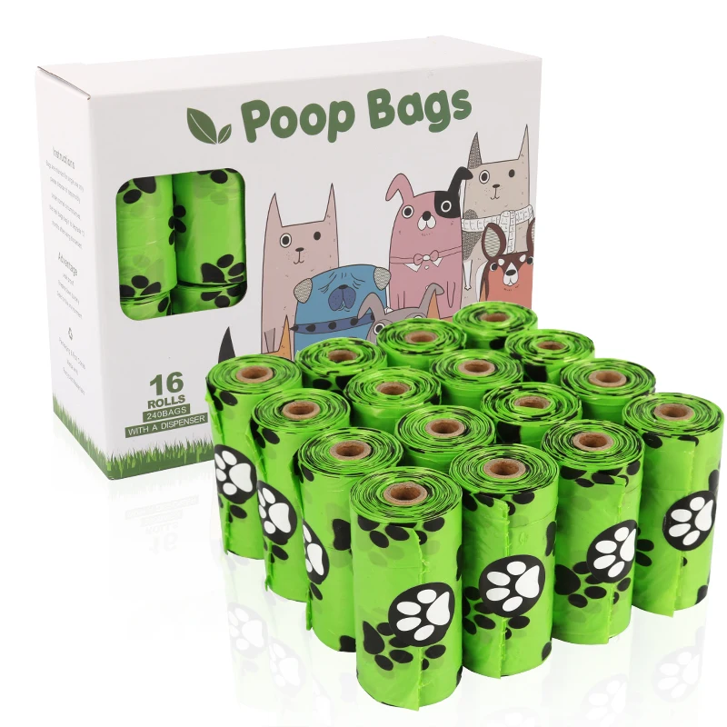 Bolsa para popó de perro perfumado, bolsas para caca de perro Bolsa para popó s con dispensador, bolsas de basura degradables Extra gruesas y fuertes 100% a prueba de fugas