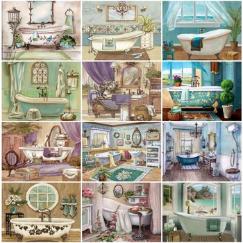 

EverShine 5D Diamond Painting Landscape Diamond Embroidery Bathroom Cross Stitch Kit Beaded Needlework New Arrival Handicraft