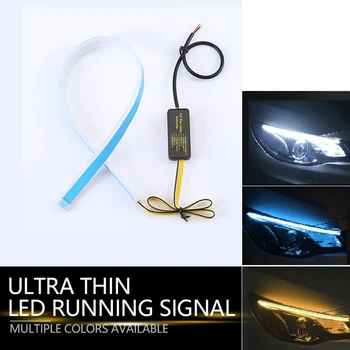 

1pcs/2pcs Ultrafine 30 60cm Daytime Running Light Flexible Soft Tube Car LED Strip White Red Turn signal Yellow Waterproof