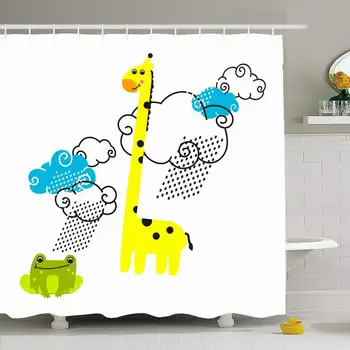 

Shower Curtain Set with Hooks 60x72 Love Giraffe Animal Shirt Fun Drawing Happy Wild Funny Frog Cute Childrens Print Animals