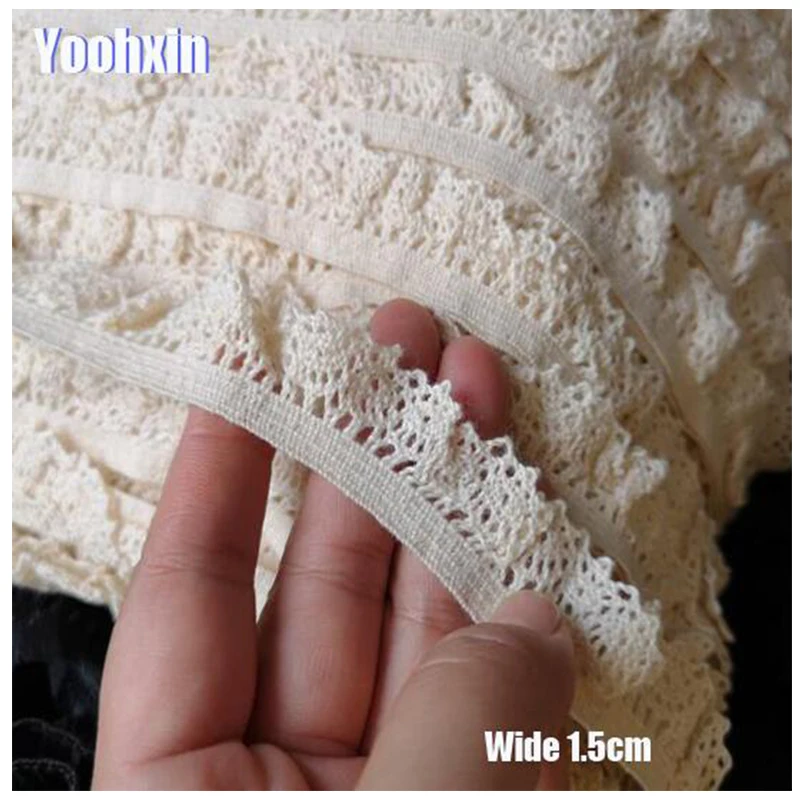1 Yard Lace Ribbon 1.5CM Wide Lace Trim DIY Embroidered Sewing Decoration Craft 