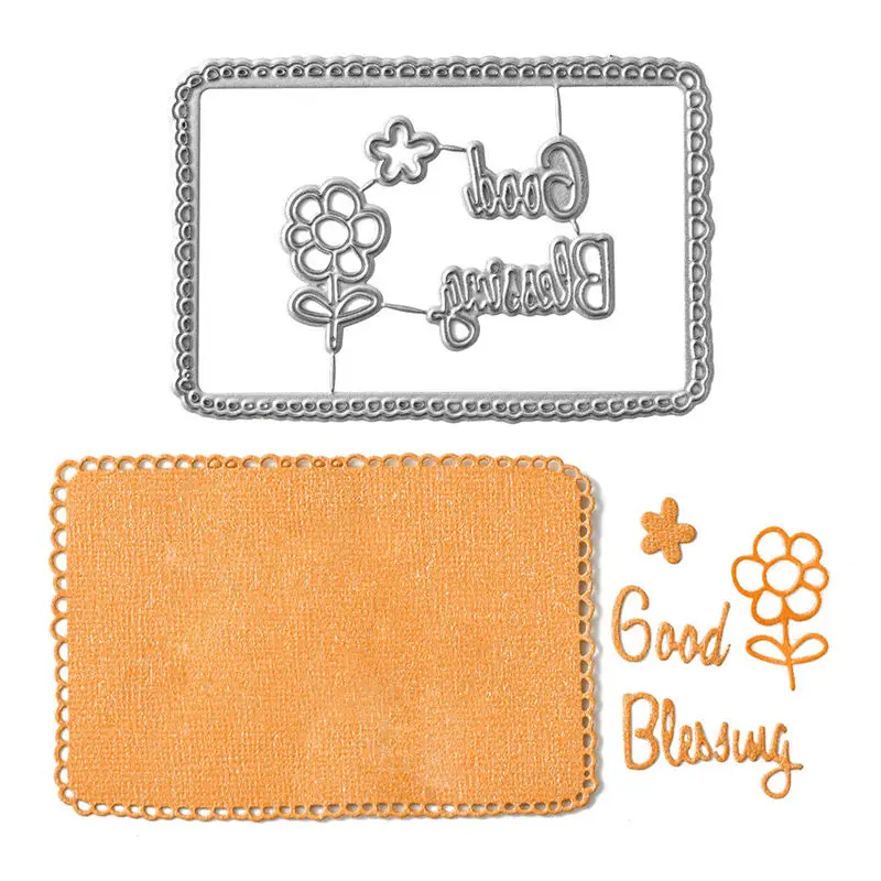 

Naifumodo Good Blessing Flower Dies Frame Metal Cutting Dies for Card Making Album Scrapbooking Embossing Stencil Frame Die Cut