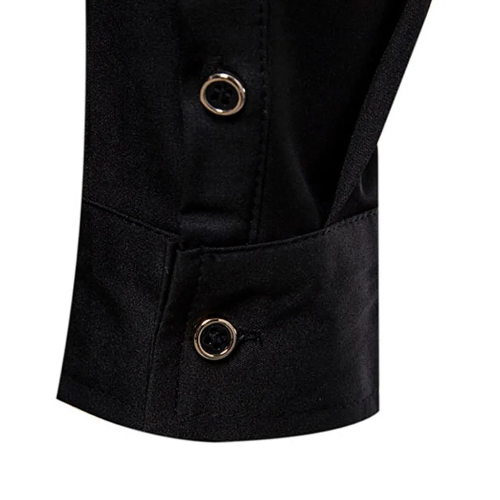 Fashion Ethnic Lapel Long Sleeve Shirt Top Blouse chemise homme Black Horror Skull Embroidery Printing shirt for Men Leisure