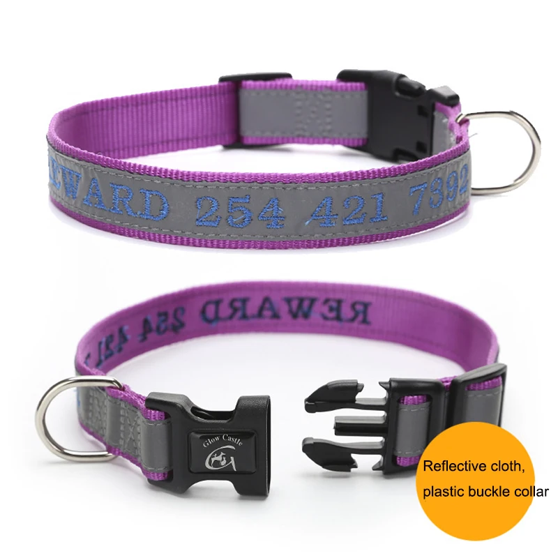 Персонализированные телефонные вышитые Светоотражающие воротники-ожерелья для собак на заказ