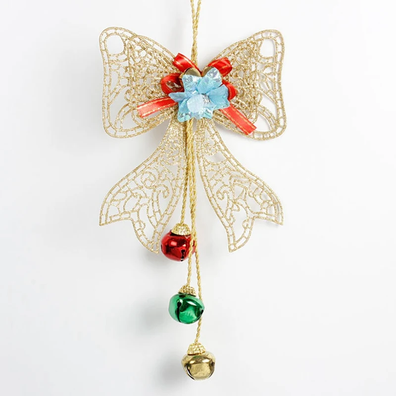 Christmas Tree Topper Hanging Bow With Three Bells Treetop Xmas Tree Decorations For Home Decoracion Navidad Ozdoby Swiateczne