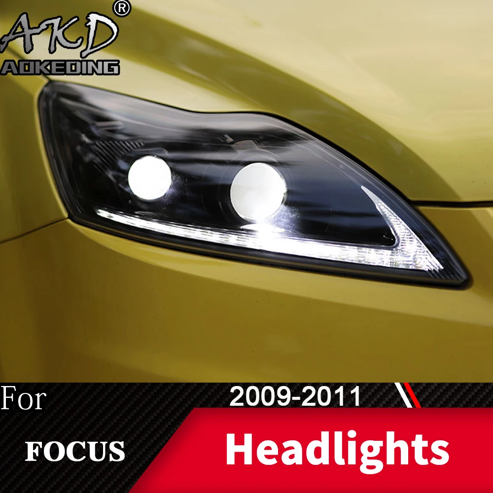 Head Lamp For Car Ford Focus 2009-2011 Focus MK2 Headlights Fog Lights Day  Running Light DRL H7 LED Bi Xenon Bulb Car Accessory