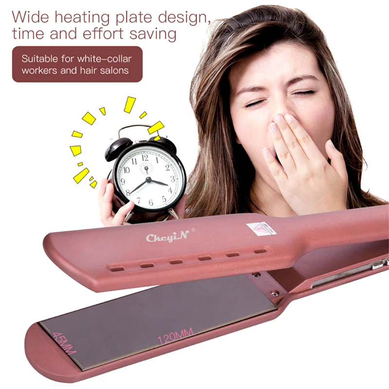 

Titanium alloy Hair Flat Iron Hair Straightener Temperature Adjustable Fast Heating Wide Plate Wet Dry Hair Straightening Styler