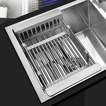 

Stainless Steel Dish Cup Plates Drying Rack Telescopic Filter Basket Kitchen Sink Organizer Kitchen Organizer Shelf Saving Space