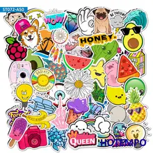 

50pcs Funny Cute Small Fresh Simple Cartoon Mixed Decals Stickers Pack for DIY Phone Laptop Luggage Stationery Scrapbook Sticker