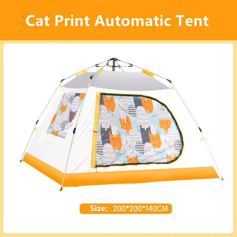 

Outdoor Camping Tent 190D Oxford Single Layer Automatic Kids Tent Rainproof 3-4 Person Hiking Tent Indoor Playhouse