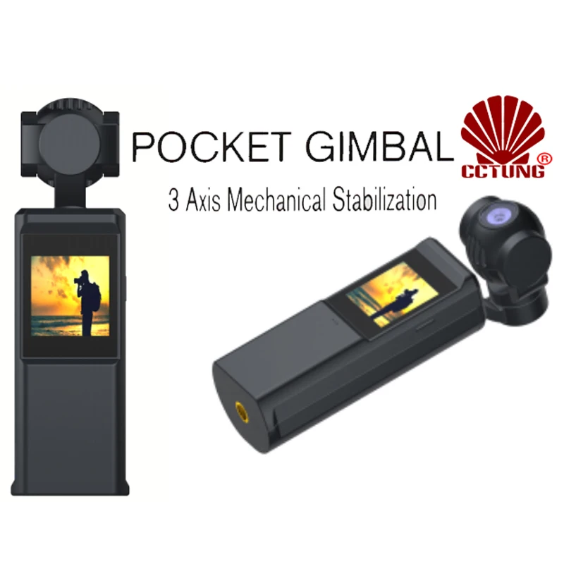 Mini bolsillo cardán con pantalla táctil es pequeña y PTZ Cámara Max 12MP fotos y 4K 30fps en tiempo Real que los vídeos se vieron por APP a través de WiFi