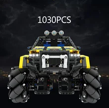 

Technical Monsters pickup truck building block Mecanum wheel 2.4Ghz radio remote control vehicle brick toy RC car with light