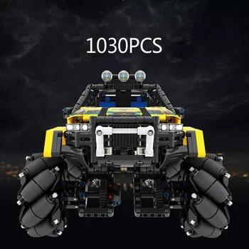

Technics Monsters pickup truck building block Mecanum wheel 2.4Ghz radio remote control vehicle brick toy RC car with light
