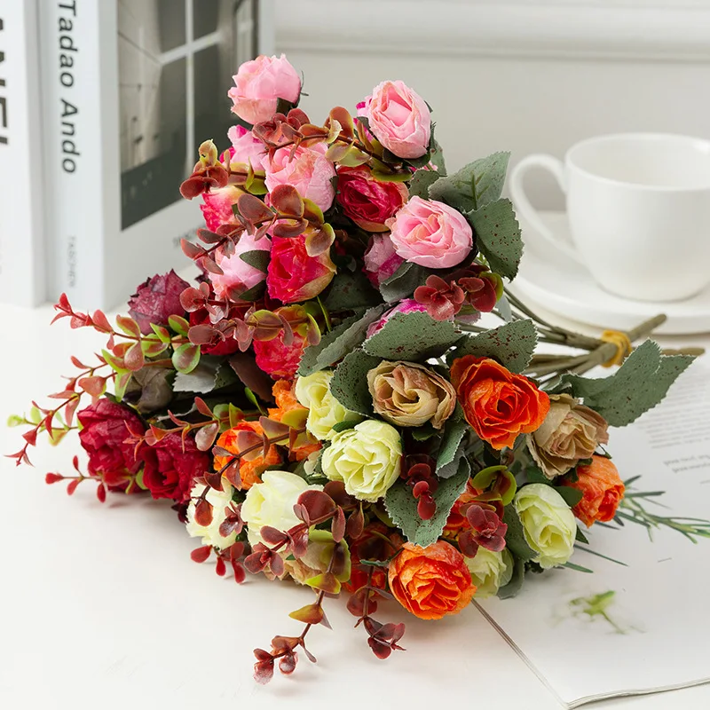 Details about   Artificial Peony Tea Rose Flowers 1 Bouquet 21 Heads Silk Flower Home Decor 