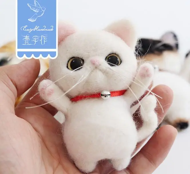 Сиамская кошка игрушки Шерсть Кружево комплект шерстяной фетр иглы для валяния брелок craft needlecraft DIY ручной работы