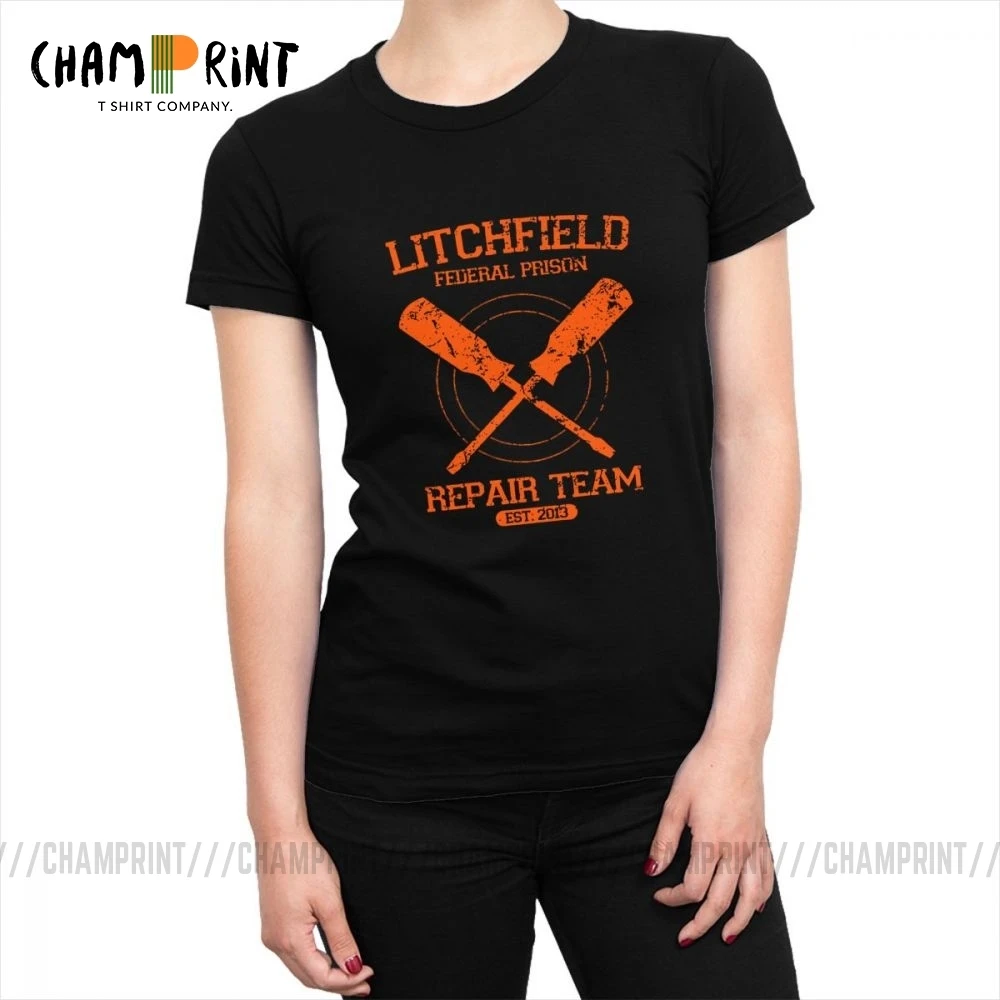 Футболки для ремонта команды Litchfield женский подарок новинка черная хлопковая
