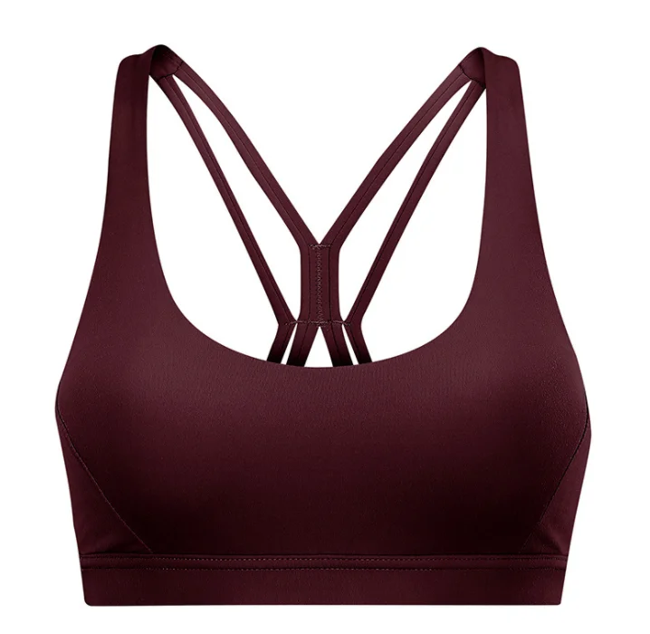 dark purple bra Женский спортивный бюстгальтер для йоги, спортзала, фитнеса, тренировок, бюстгальтер со съемной обивкой, телесная ткань, дышащий, быстросохнущий, хорошее качество - Цвет: dark purple bra