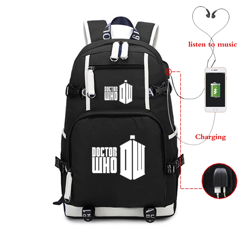 

Doctor Who Printing Cartoon Backpack Usb Charging Laptop Back Pack Unisex Outdoor Travel Backpacks Women/Men Casual School Bag