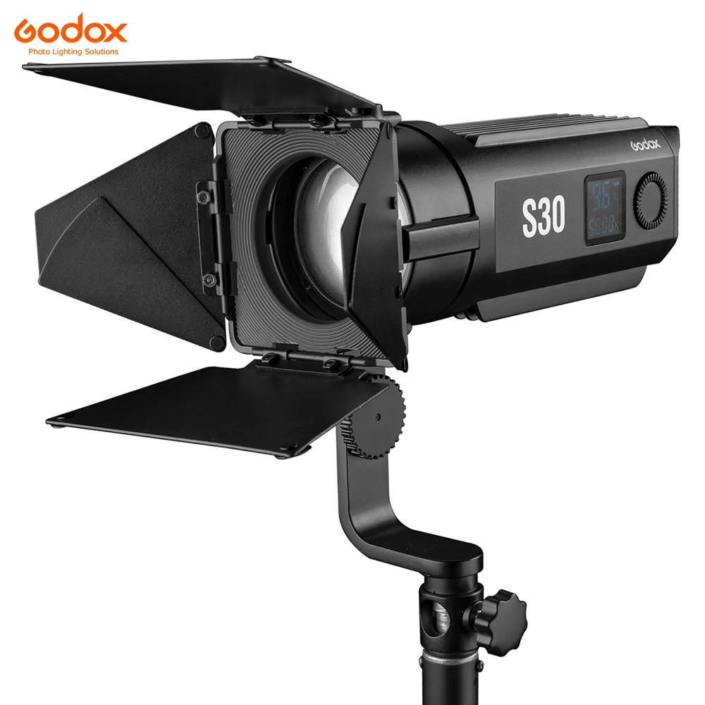 Godox S30 30 Вт фокусирующий СВЕТОДИОДНЫЙ фотографии; непрерывный Регулируемый светильник Точечный светильник с дверью сарая для профессиональной фотостудии