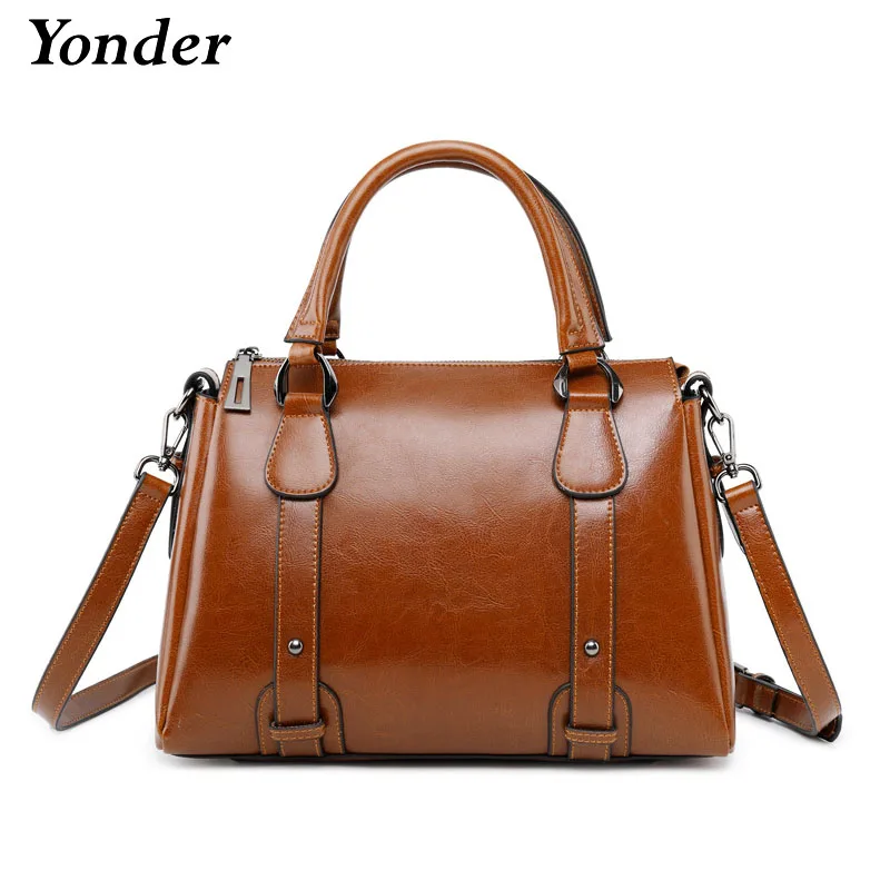 Yonder роскошные женские сумки женские винтажные кожаные сумки через плечо Большая вместительная сумка через плечо для дам