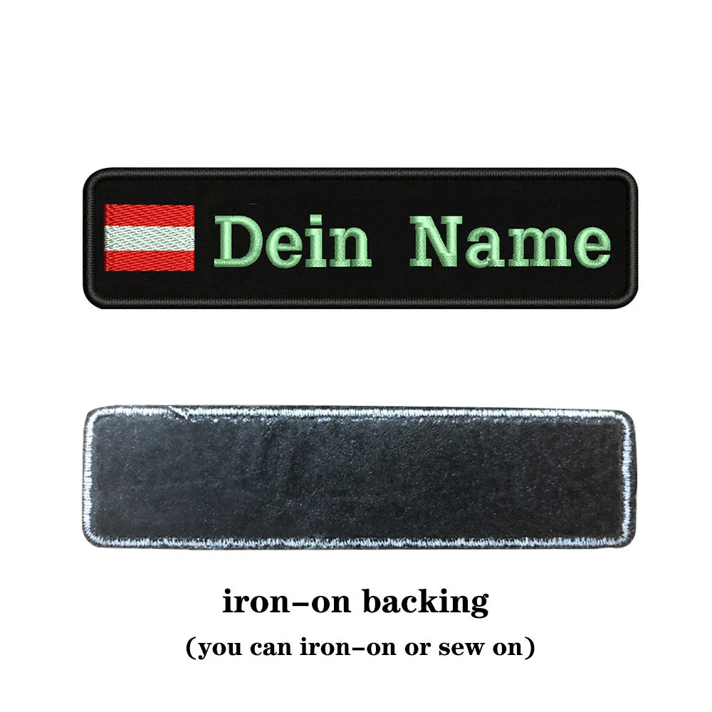 Light blue-iron on Вышивка на заказ Австрийский флаг имя или заплатка с текстом 10 см* 2,5 см значок Железная на или липучке Подложка для одежды брюки рюкзак шляпа - Цвет: Light blue-iron on