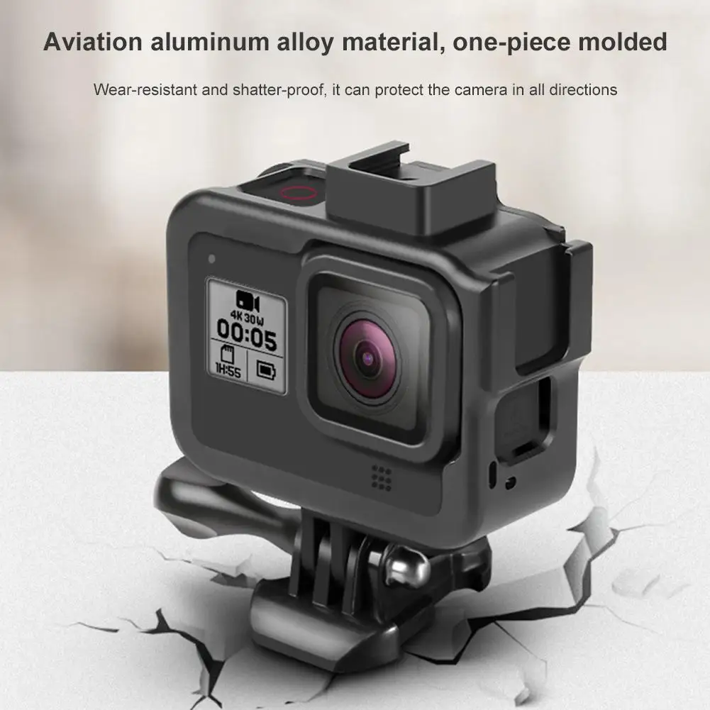 Металлический алюминиевый сплав чехол для GoPro Hero 8 черный CNC защитный корпус с холодным башмаком крепление для gopro 8 аксессуары