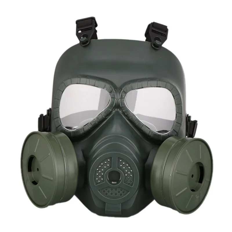M04 Tactical Helmet Double Filter Gas Mask CS Paintball Military Tactical Army Perspiration Face Guard Mask With Double Fan - Цвет: Армейский зеленый