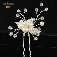 TOPQUEEN HP133 два цвета свадебные заколки для волос ручной работы жемчуг стразы золотой лист Высокое качество свадебный головной убор