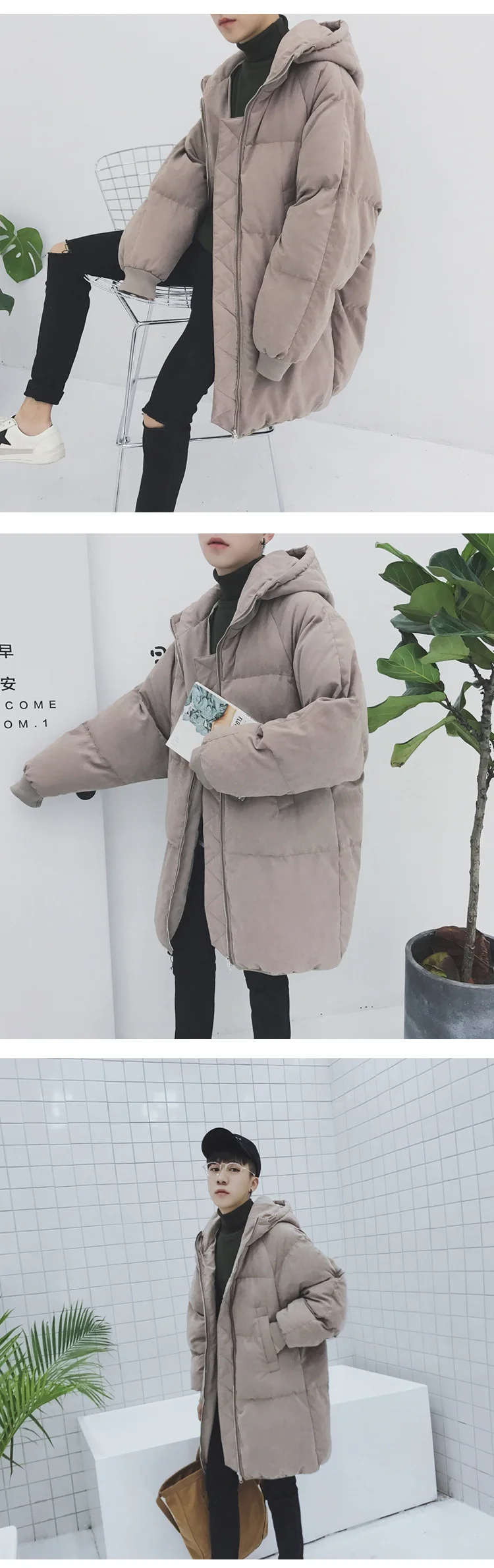Зимнее хлопковое пальто с капюшоном в Корейском стиле, свободное плотное пуховое пальто в гонконгском стиле, теплое хлопковое пальто средней длины с хлопковой подкладкой J