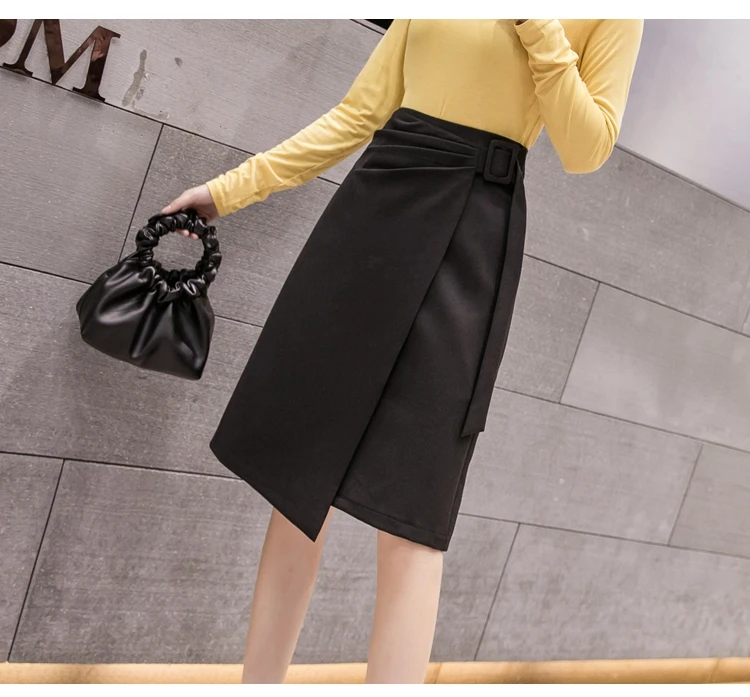 Korean New Midi irregular Skirts Women Winter Autumn new fashion A-Line Skirts Ladies Streetwear Plus Size skirt