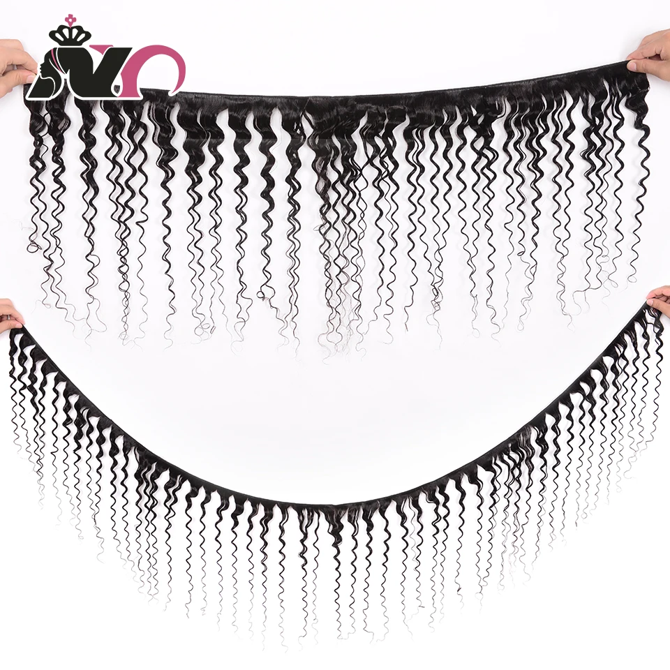 NY Deep Wave Bundles Hair 3 Bundles Deals Brazilian Hair Bundles Non-Remy Natural Color 100% Human Hair Weave Bundles Extension