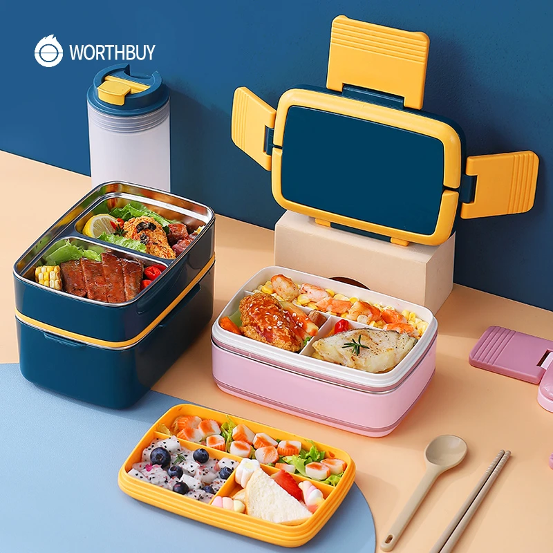 Worthbuy Thermal Lunch Box Stainless Steel Food Storage Container Kids Bento-Box