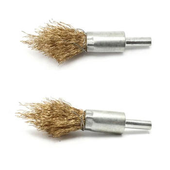 

2pcs/Set 6mm Pointed Pen Type Wire Brushes Brass Coated Metal Cleaning Polishing Tip Hand Tools For Rust Dirt