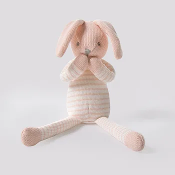 

Knitted Bunny Soft Toys For Newborn Baby Cute Pink Baby Appease Doll Shower Gift Options Handmade Crotched Rabbit Soft Toys