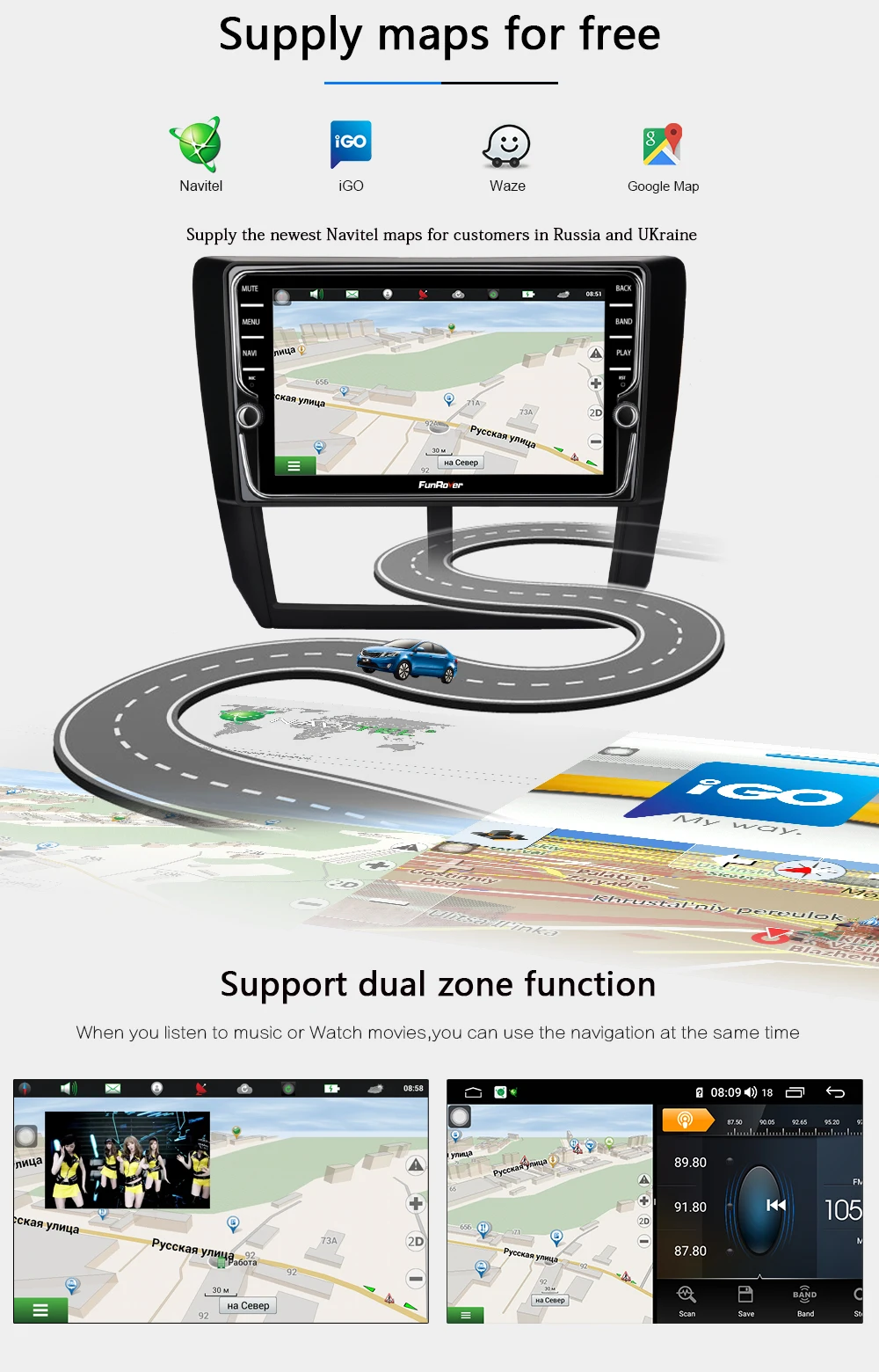 Funrover android 9,0 2 din автомобильный dvd мультимедийный плеер для Subaru Forester 2008-2012 радио gps Восьмиядерный 4G+ 64G Разделенный экран navi
