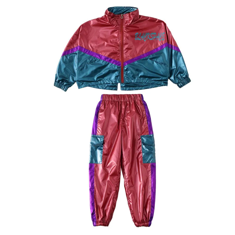 Hip Hop Costume Hiphop Kids Street Dance Clothes Long Sleev Bright Jacket Pants Stage Outfits Jazz Wear Girl Set Boy Clothes (18)