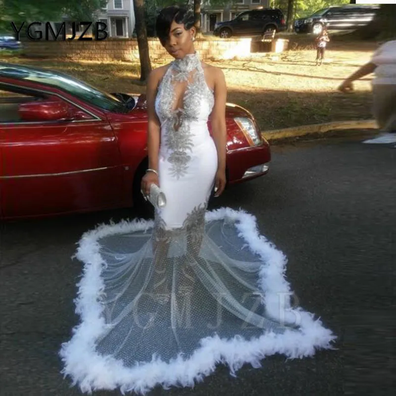 Пикантные видеть сквозь вечерние платья 2020 Русалка с высоким воротником