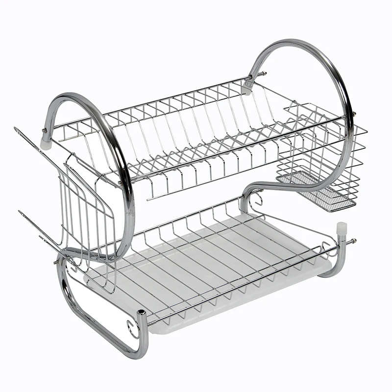 Новинка, 2 уровня, хромированная тарелка, тарелка для посуды, столовые приборы, сушилка для чашек, подставка для поддонов