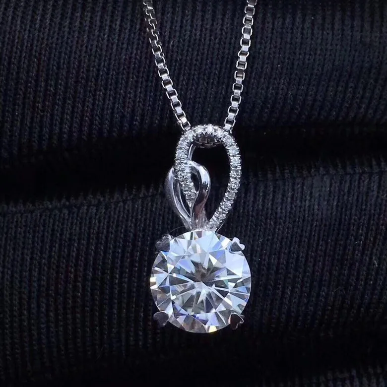 Kkmall Store круглые серебряные подвески Moissanite 2.00ct D VVS Роскошные Подвески Moissanite серьги-гвоздики 925 ожерелья