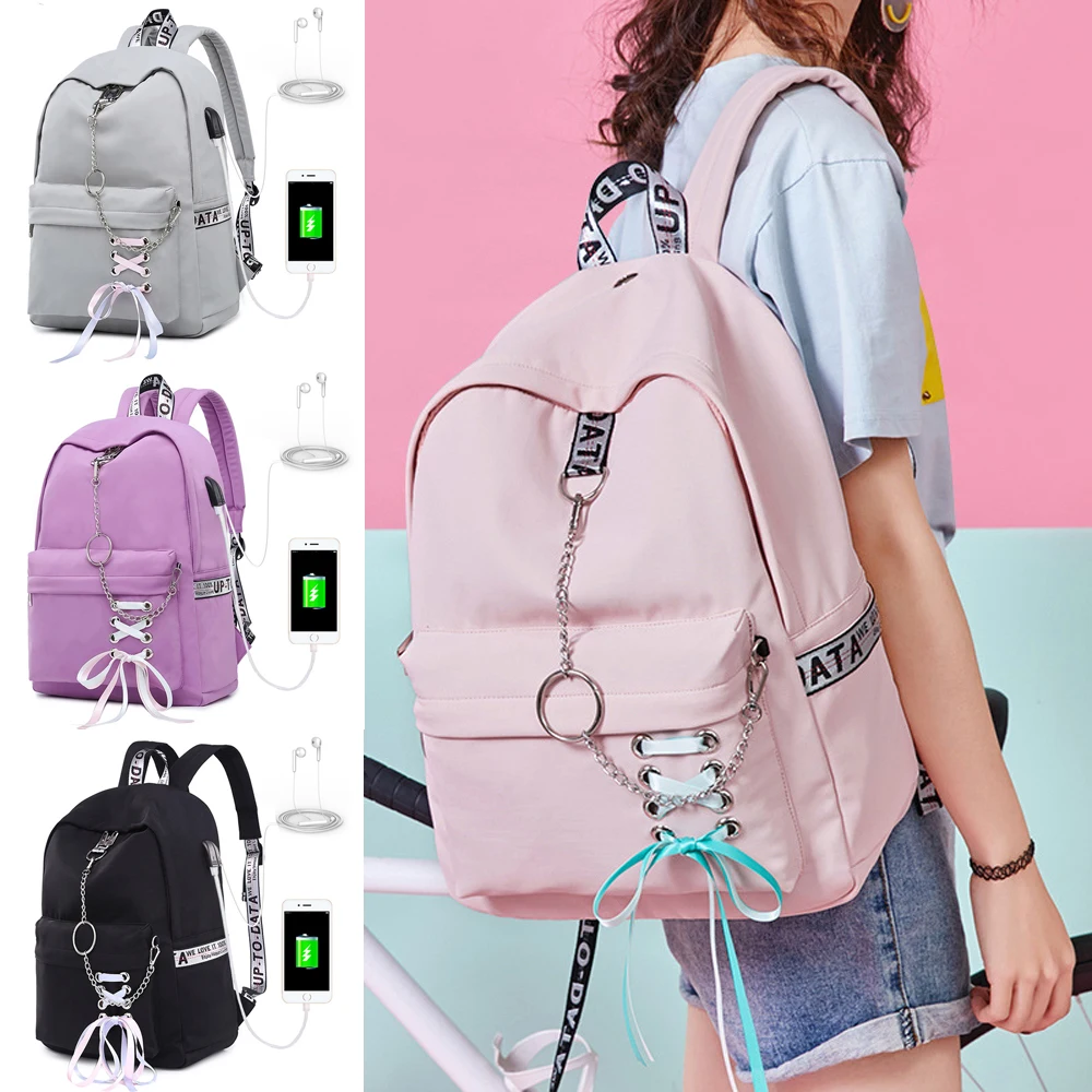 Водонепроницаемый женский рюкзак, школьные сумки для девочек, USB зарядка, дорожная сумка для ноутбука