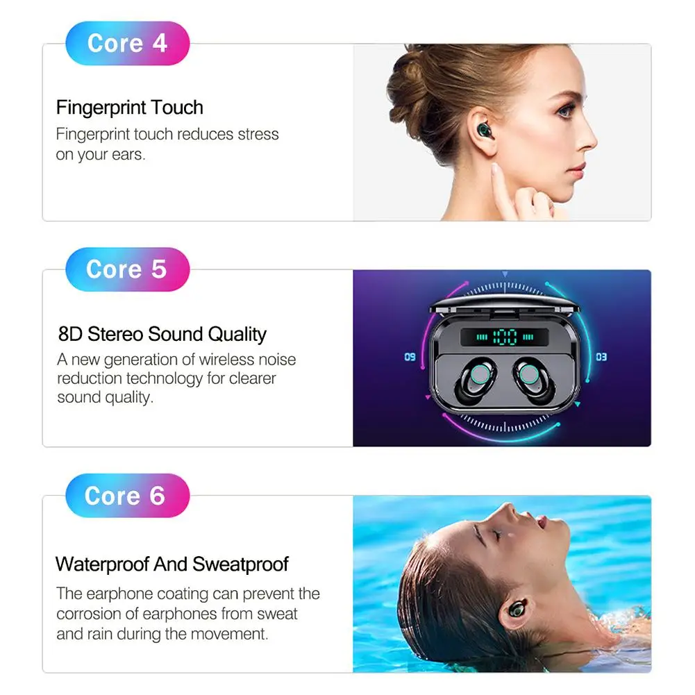 M7 Bluetooth 5,0 мини невидимые наушники спортивные HiFi игровая гарнитура беспроводные стерео наушники с 2 в 1 зарядным блоком