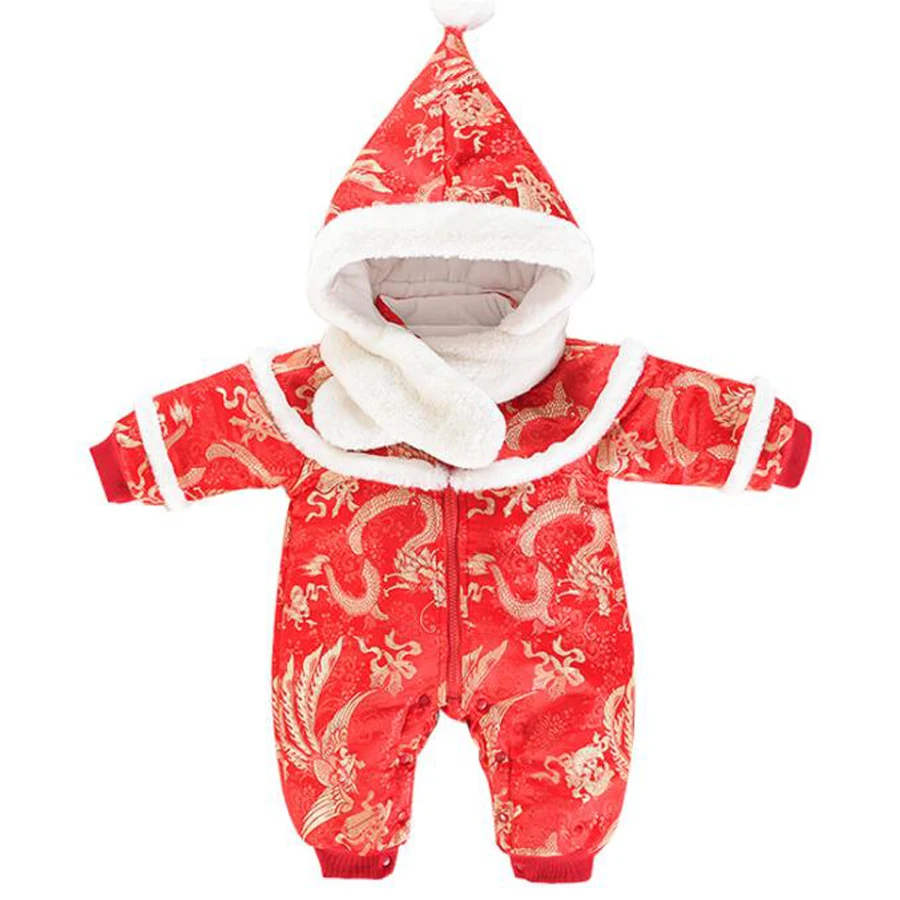 

0-12M New Year Baby clothes girl boy winter Romper cotton clothes newborn infant embroidery baby clothes Tang suit girls romper