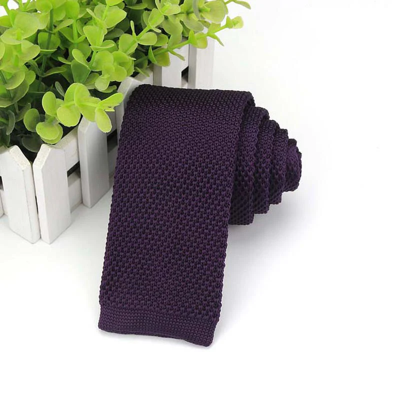 Роскошные 6 см классические мужские галстуки вязаный галстук сплошной цвет костюм для дружки Свадебный деловой вязаный галстук тонкий узкий галстук на шею - Цвет: KR-1475