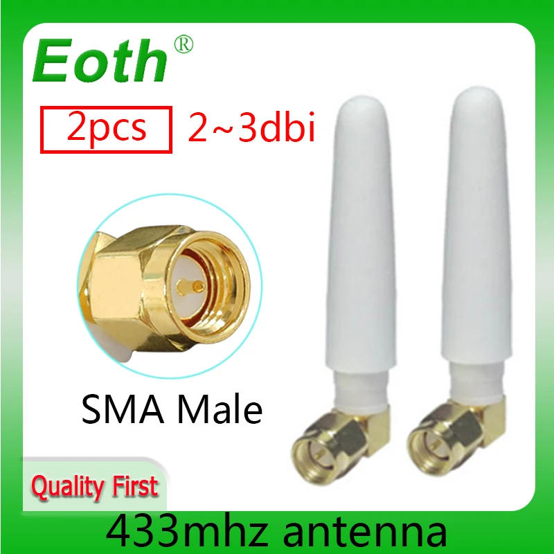 EOTH 2pcs 433mhz antenna 2~3dbi sma male lora antene pbx iot module lorawan signal receiver antena high gain | Мобильные телефоны и